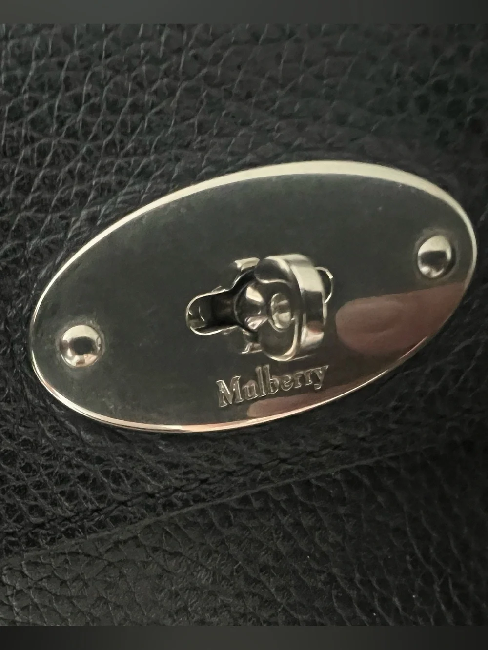 Mulberry Small Bayswater Black Grain Leather Silver Hardware